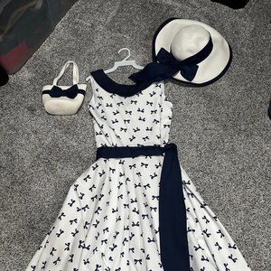 Susanne Lively Boutique Girl's Twirling Bows Dress Size 16 with Hat & Purse, VGC